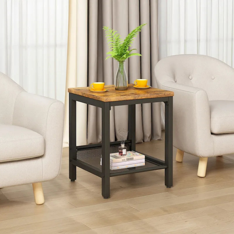 Coffee Table Set of 3, Coffee Table with 2 Square End Side Tables, Living Room Table Set for Home Office