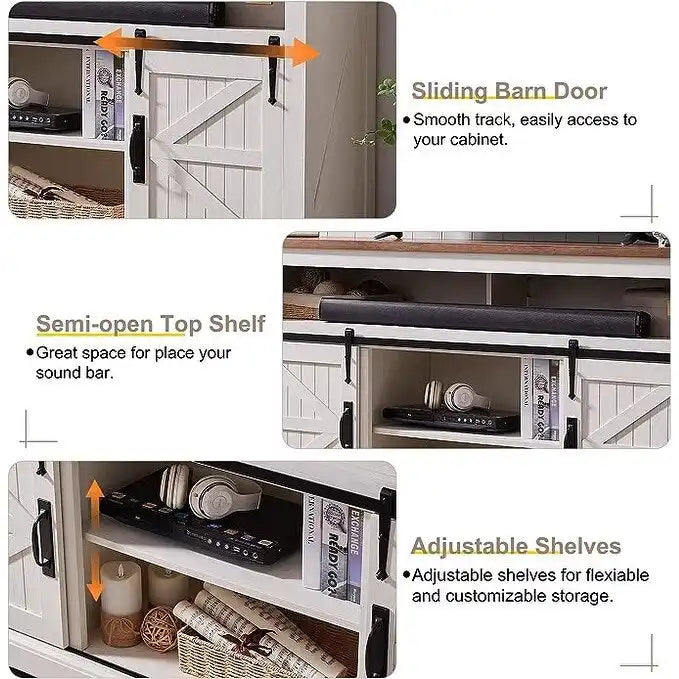 Farmhouse Wood TV Stand, Highboy Entertainment Center, Media Console