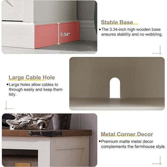 Farmhouse Wood TV Stand, Highboy Entertainment Center, Media Console
