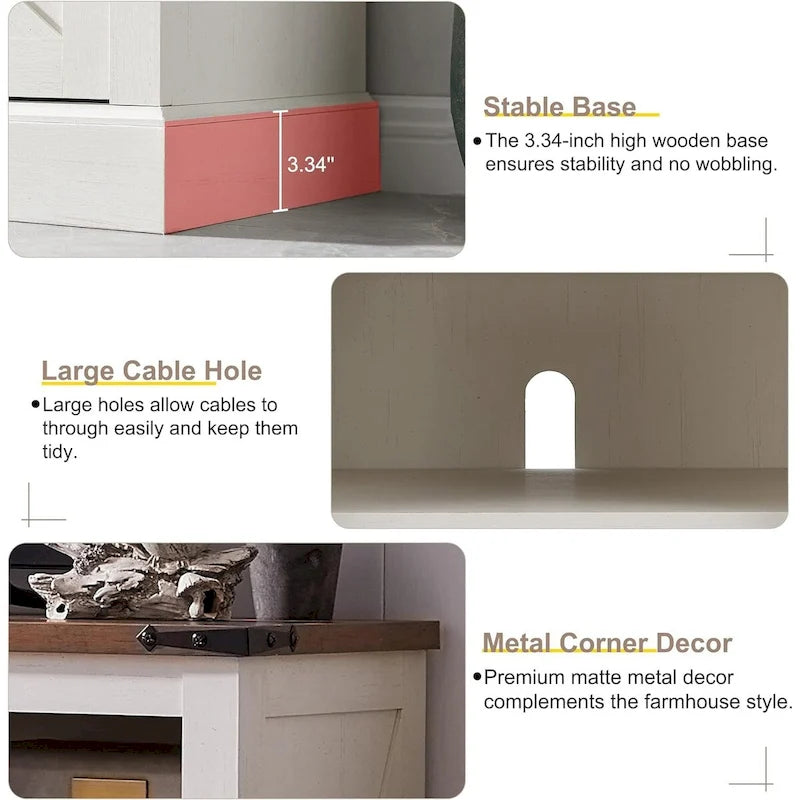 Farmhouse Wood TV Stand, Highboy Entertainment Center, Media Console