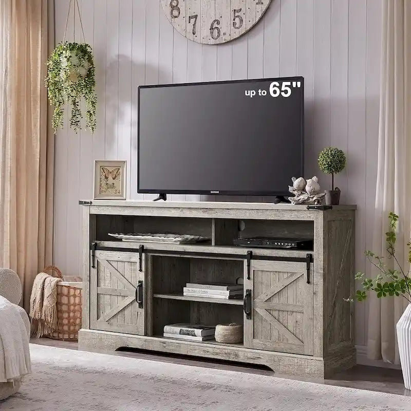 Farmhouse Wood TV Stand, Highboy Entertainment Center, Media Console