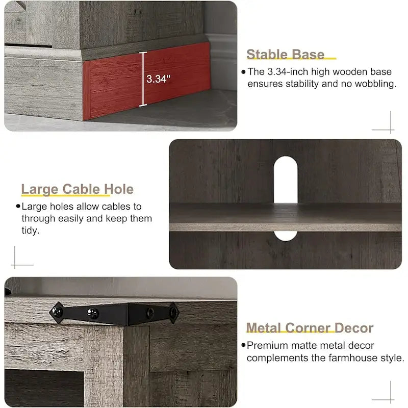 Farmhouse Wood TV Stand, Highboy Entertainment Center, Media Console