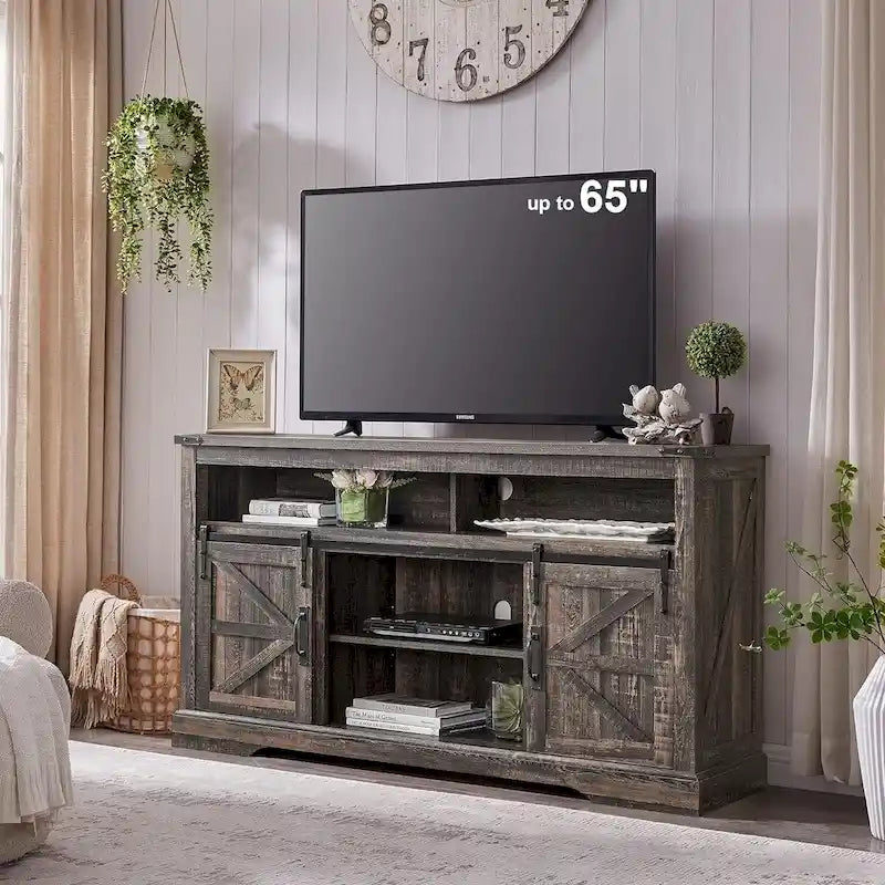 Farmhouse Wood TV Stand, Highboy Entertainment Center, Media Console