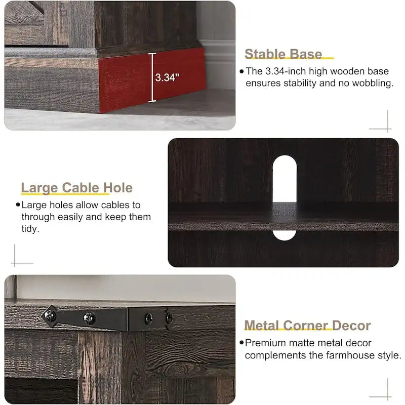 Farmhouse Wood TV Stand, Highboy Entertainment Center, Media Console