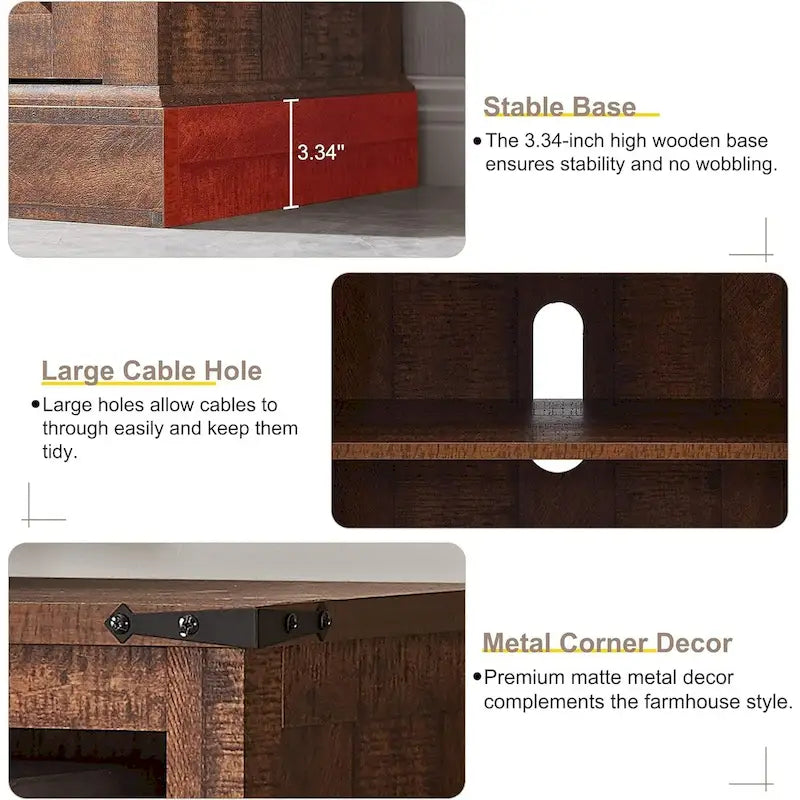 Farmhouse Wood TV Stand, Highboy Entertainment Center, Media Console