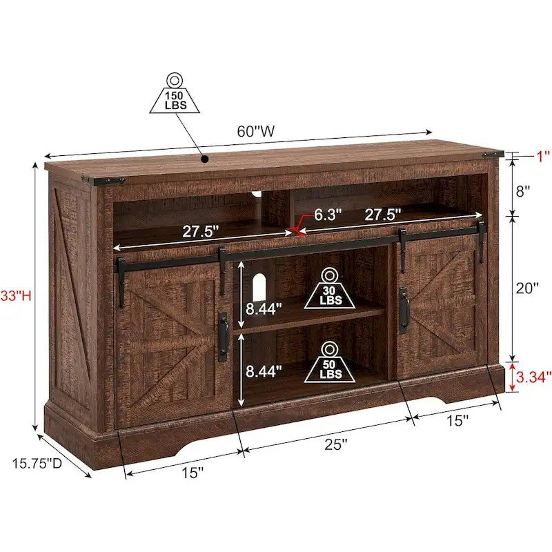 Farmhouse Wood TV Stand, Highboy Entertainment Center, Media Console