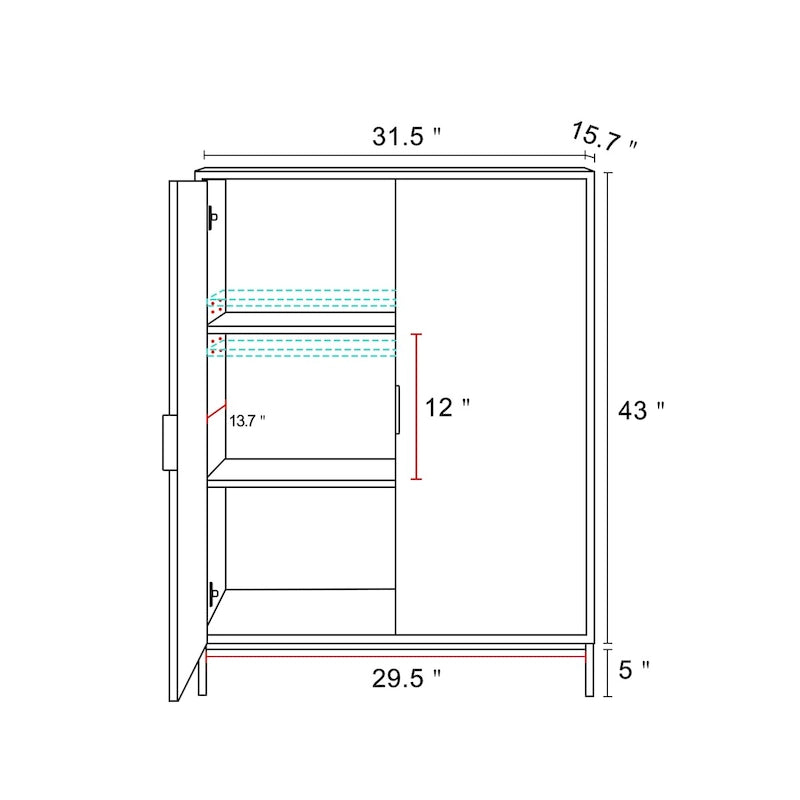 Anmytek Modern 2-Door Wood Buffet Sideboard Accent Storage Cabinet with Adjustable Shelves