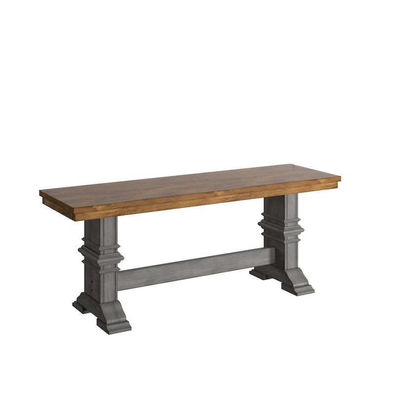 Eleanor Two-Tone Trestle Leg Wood Dining Bench by iNSPIRE Q Classic