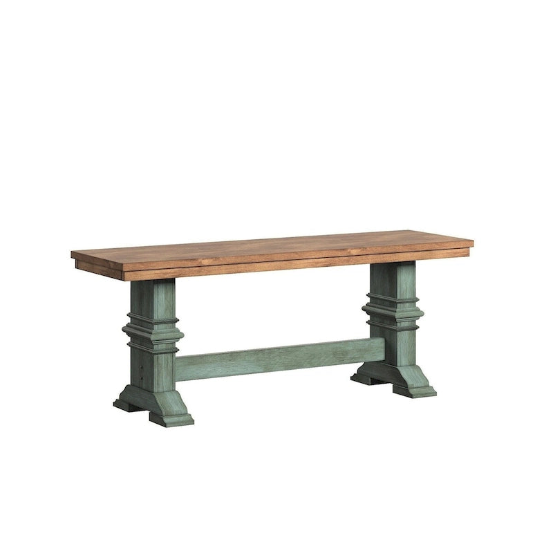 Eleanor Two-Tone Trestle Leg Wood Dining Bench by iNSPIRE Q Classic