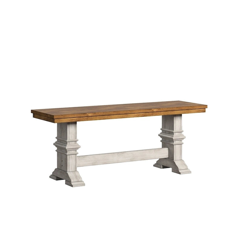 Eleanor Two-Tone Trestle Leg Wood Dining Bench by iNSPIRE Q Classic