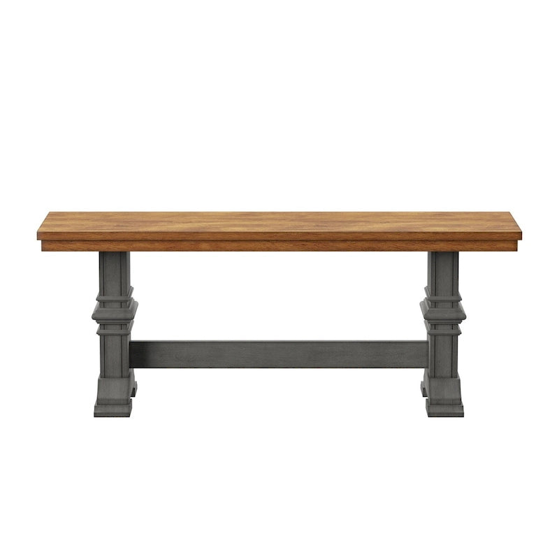 Eleanor Two-Tone Trestle Leg Wood Dining Bench by iNSPIRE Q Classic