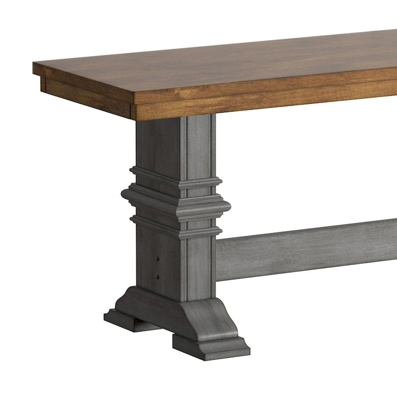 Eleanor Two-Tone Trestle Leg Wood Dining Bench by iNSPIRE Q Classic