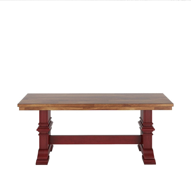 Eleanor Two-Tone Trestle Leg Wood Dining Bench by iNSPIRE Q Classic