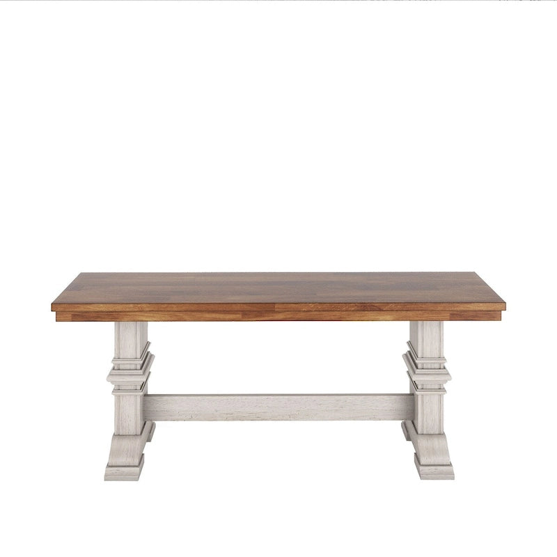 Eleanor Two-Tone Trestle Leg Wood Dining Bench by iNSPIRE Q Classic