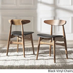 Nadine Dark Walnut Finish Glass Table Top Round Dining Set - Curved Back Chairs by iNSPIRE Q Modern