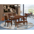 East West Furniture Dining Table Set Contains a Rectangle Dining Table and Dining Chairs with a Bench (Chair Seat Type Options)