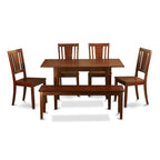 East West Furniture Dining Table Set Contains a Rectangle Dining Table and Dining Chairs with a Bench (Chair Seat Type Options)