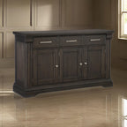 Ruth 60 Inch Sideboard Server Buffet, 3 Drawer 3 Cabinet, Rustic Brown Wood