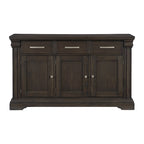 Ruth 60 Inch Sideboard Server Buffet, 3 Drawer 3 Cabinet, Rustic Brown Wood