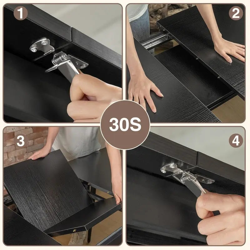 7 Piece Industrial Dining Table Set for Kitchen with 6 Chairs Longboard Backrest