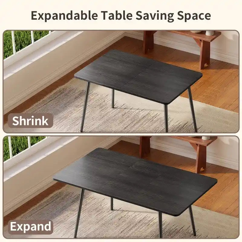 7 Piece Industrial Dining Table Set for Kitchen with 6 Chairs Longboard Backrest