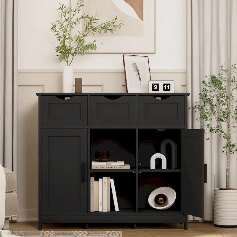 Wooden Floor Cabinet,with Drawers and Shelves Storage Cabinets,Accent Cabinet for Living Room,Bedroom