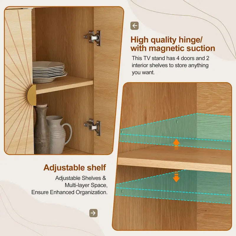 Sideboard Buffet Cabinet with Storage Four Door Adjustable Shelves Storage Cabinet Coffee Bar Cabinet