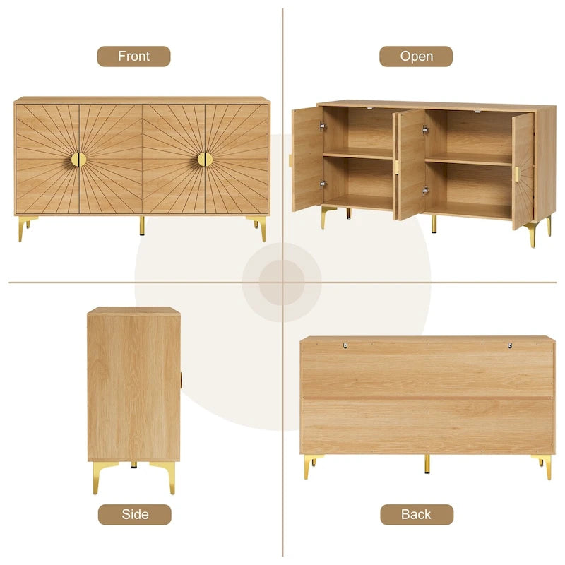 Sideboard Buffet Cabinet with Storage Four Door Adjustable Shelves Storage Cabinet Coffee Bar Cabinet