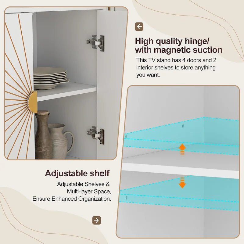 Sideboard Buffet Cabinet with Storage Four Door Adjustable Shelves Storage Cabinet Coffee Bar Cabinet