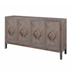 Antique Carved Flower Door Sideboard Storage Cabinet