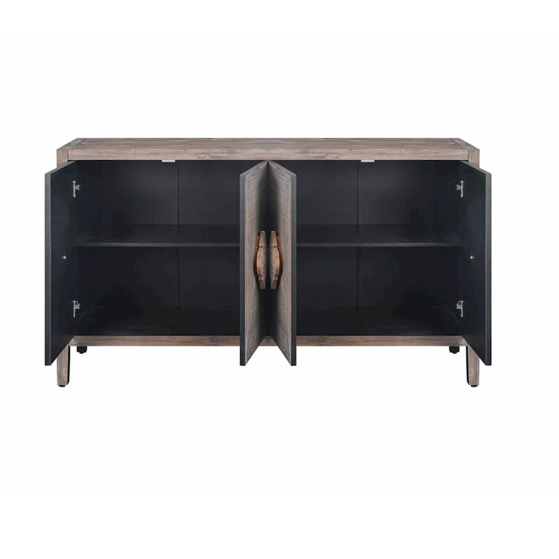 Antique Carved Flower Door Sideboard Storage Cabinet