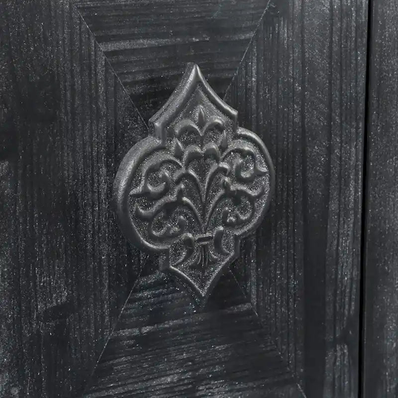Antique Carved Flower Door Sideboard Storage Cabinet
