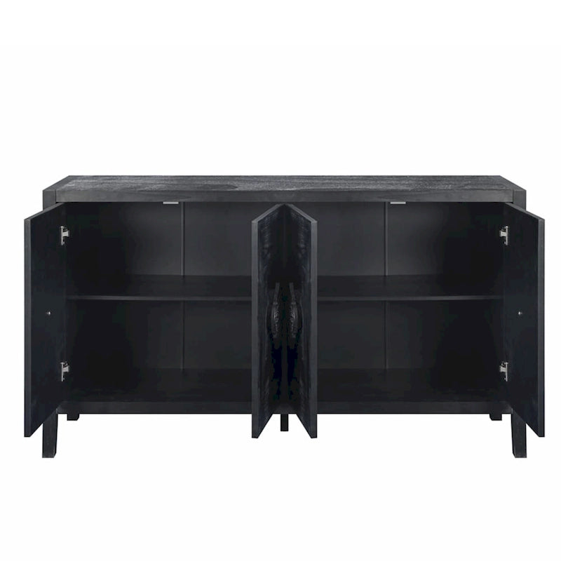 Antique Carved Flower Door Sideboard Storage Cabinet