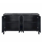 Antique Carved Flower Door Sideboard Storage Cabinet