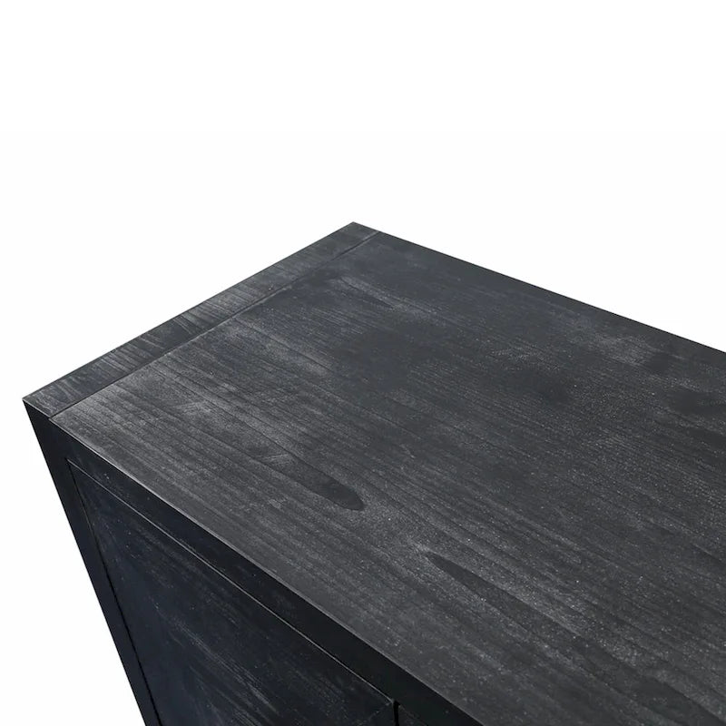 Antique Carved Flower Door Sideboard Storage Cabinet