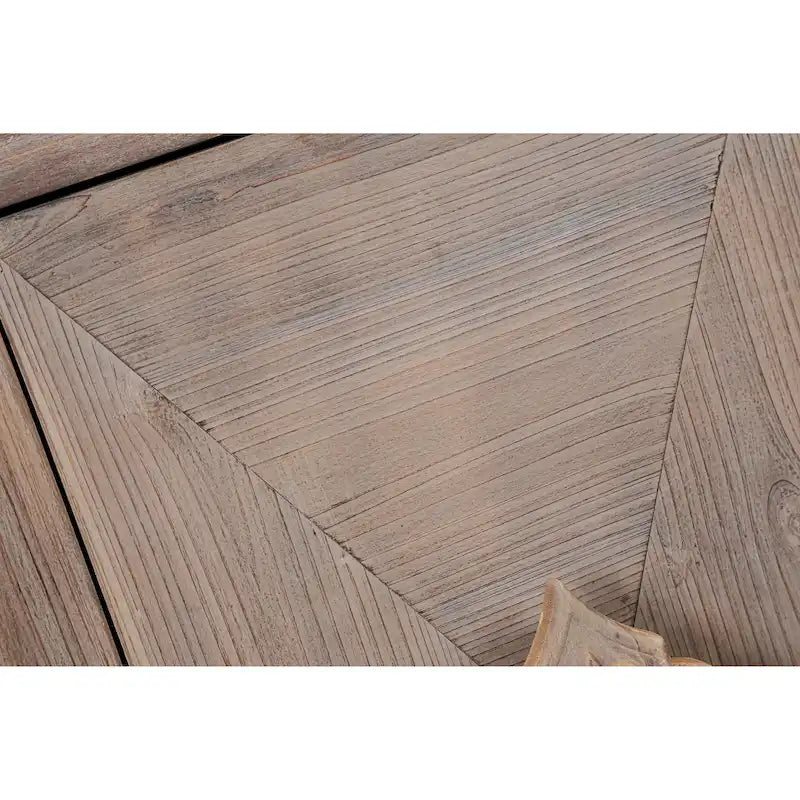 Antique Carved Flower Door Sideboard Storage Cabinet