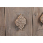 Antique Carved Flower Door Sideboard Storage Cabinet