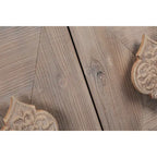 Antique Carved Flower Door Sideboard Storage Cabinet