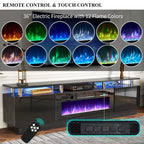 80 2 Tier TV Console Stand for TVs Up to 90,with 36 Electric Fireplace