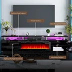80 2 Tier TV Console Stand for TVs Up to 90,with 36 Electric Fireplace