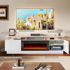 80 2 Tier TV Console Stand for TVs Up to 90,with 36 Electric Fireplace