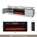 80 2 Tier TV Console Stand for TVs Up to 90,with 36 Electric Fireplace