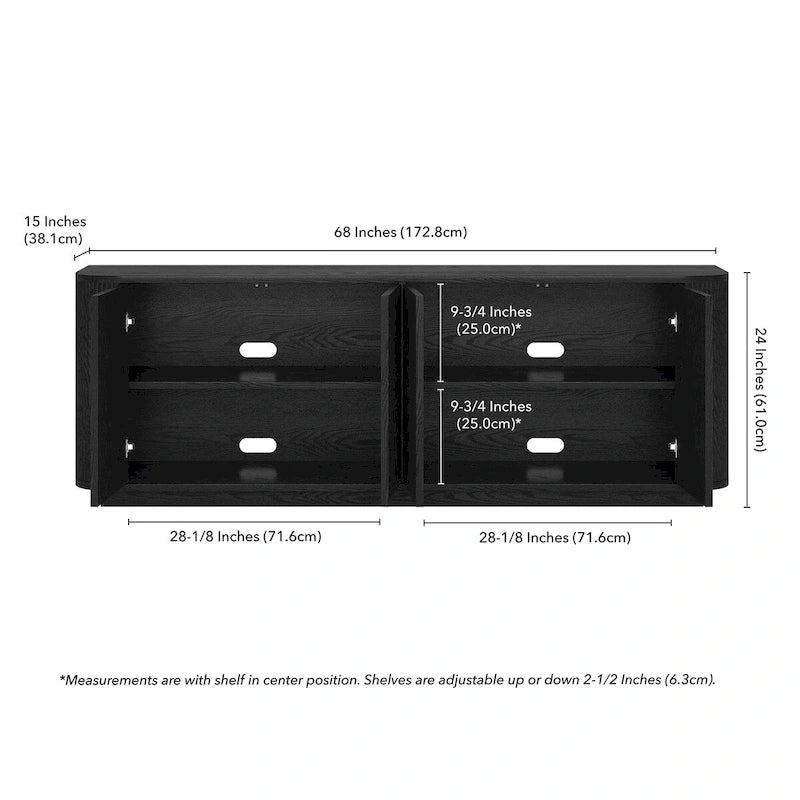 Canton Rectangular TV Stand for TV's up to 75 - 68 Wide