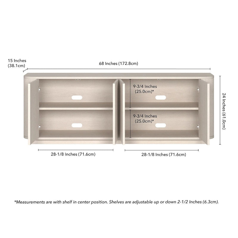 Canton Rectangular TV Stand for TV's up to 75 - 68 Wide