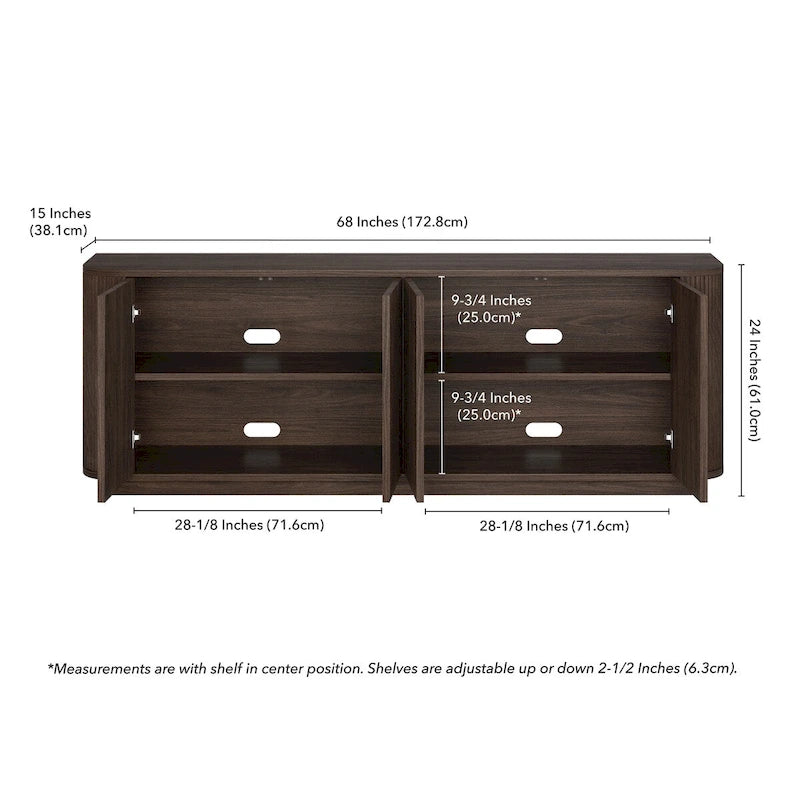 Canton Rectangular TV Stand for TV's up to 75 - 68 Wide