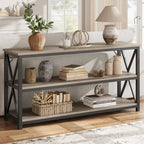 55 3 Tier Narrow Entryway Table, Console Table with Metal Frame
