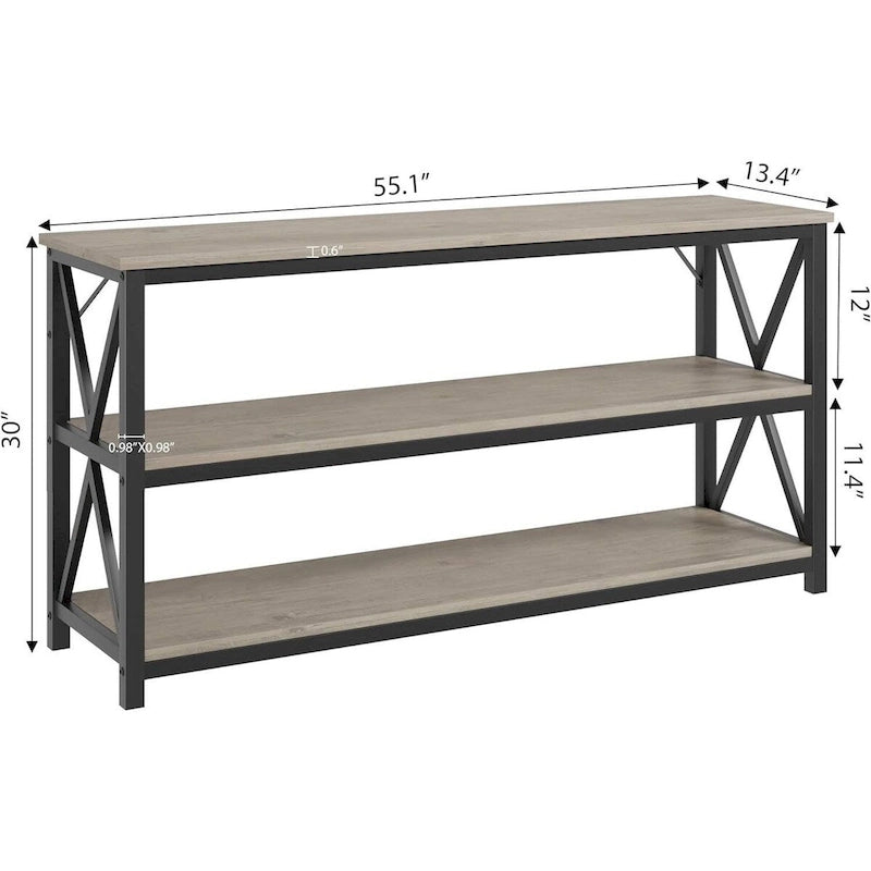 55 3 Tier Narrow Entryway Table, Console Table with Metal Frame
