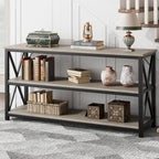 55 3 Tier Narrow Entryway Table, Console Table with Metal Frame