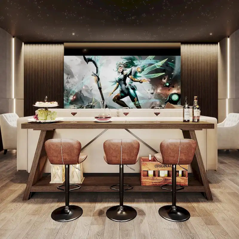 70.9 Inches Long Rustic Wood Console Sofa Table with Storage Shelf