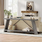 70.9 Inches Long Rustic Wood Console Sofa Table with Storage Shelf